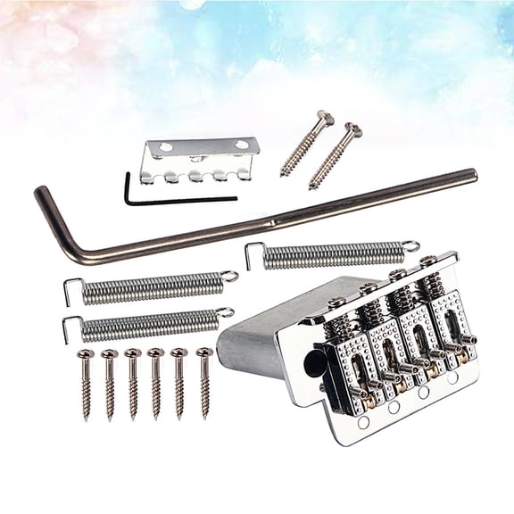 LITINKIMI Metal Plated Silver Guitar Bridge for 4 String Instruments with Precise Saddle Design