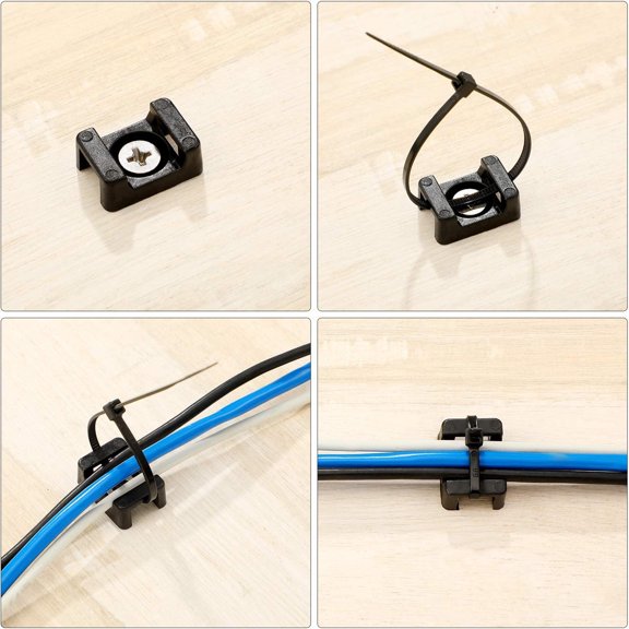 LITINKIMI Mounting cable ties Wire Fasteners Saddle Mount Cable Retainer Clips Black 100Set for Industrial Use