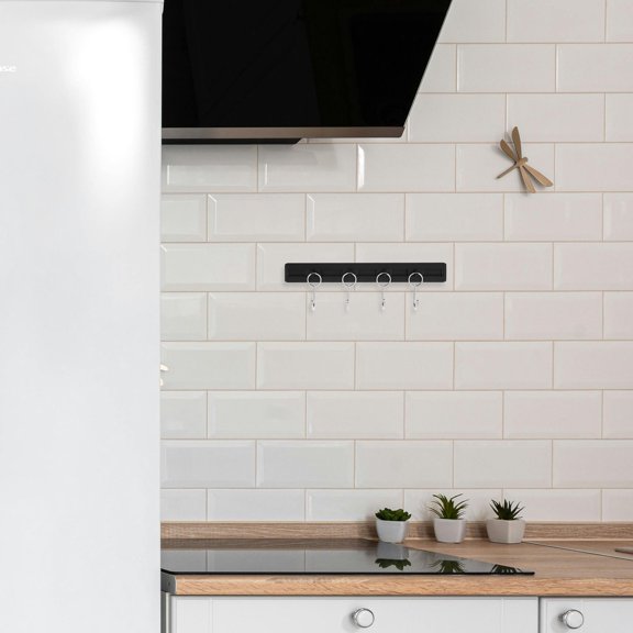 LITINKIMI Multifunctional Black Kitchen Hanging Rack with Swivel Hooks and Sturdy Design