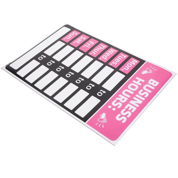 LITINKIMI Business Hours Sign Sticker Pink PVC for Store Window Open Close Display