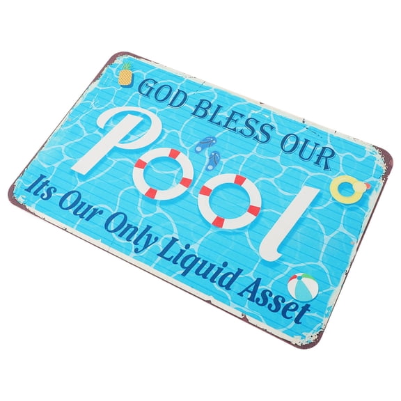 LITINKIMI Sky Blue Metal Swimming Pool Sign Outdoor Summer Decor Durable Waterproof Wall Mount