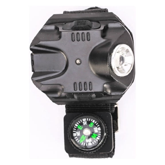 LITINKIMI Outdoor LED Wrist Torch with Compass, Multifunctional Watch Light for Camping Hiking Black