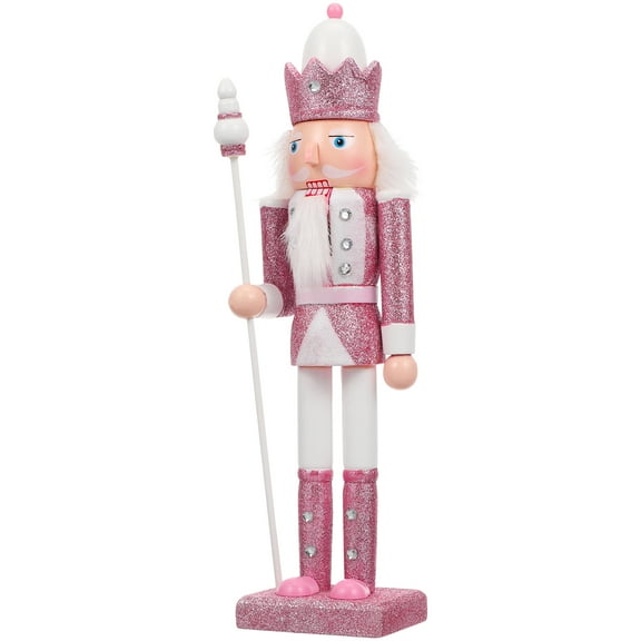 LITINKIMI Pink Wooden Nutcracker Doll - 12 Inch Christmas Decoration Soldier with Base for Holiday Decor, Tabletop Display