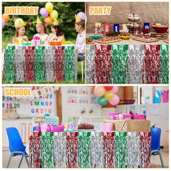 LITINKIMI Plastic Multicolor Table Skirt with Artistic Wavy Fringe for Engagement and Wedding Events