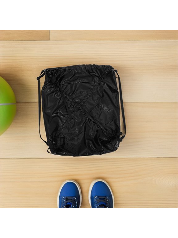 Large Capacity Black Polyester Drawstring Backpack for Stuff Holding, Stylish and Comfortable