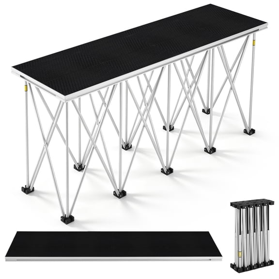 LITINKIMI Portable Folding Stage Platform, Anti-Slip Modular Stage Risers, Black