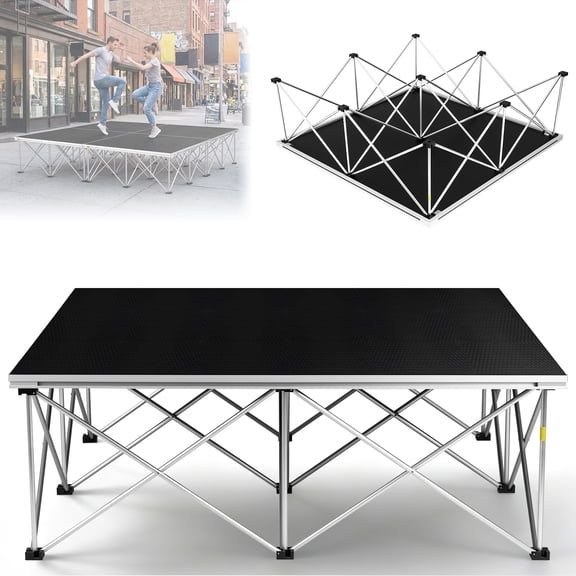 LITINKIMI Portable Stage Platform, Modular Aluminum Alloy Folding Stage Riser 1543 lb, 48 x 48 in for Wedding Party Events, Black