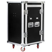 LITINKIMI 16U DJ Equipment Road Case with Audio Mixer Stand and Work Table - Portable Flight Rack for Studio & Stage