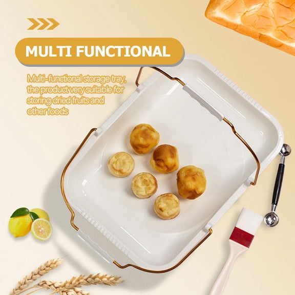 LITINKIMI Rectangular Bread Storage Tray with Handle Dishwasher Safe for Home Use