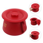 LITINKIMI Red Portable Bedpan with Lid, Lightweight PP Plastic Potty with Stable Base for Travel and Home Use