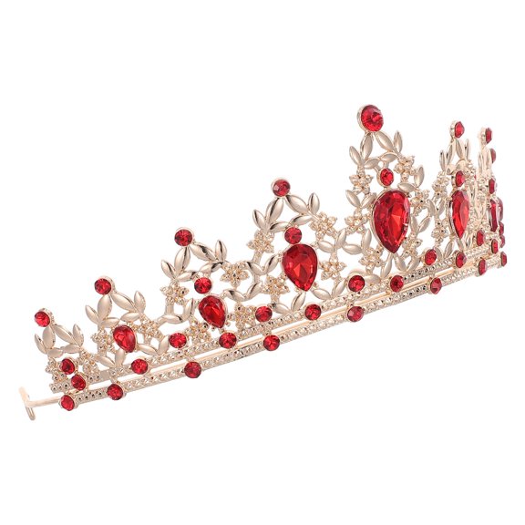 LITINKIMI Red Rhinestone Bridal Headpiece Crown with Luxurious Baroque Inspired Design