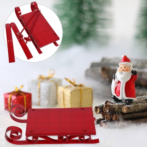 LITINKIMI Red Sleigh-Shaped Mini Ski Board, Plastic Winter Party Decor, 1 Set for Family Events and Holiday Fun