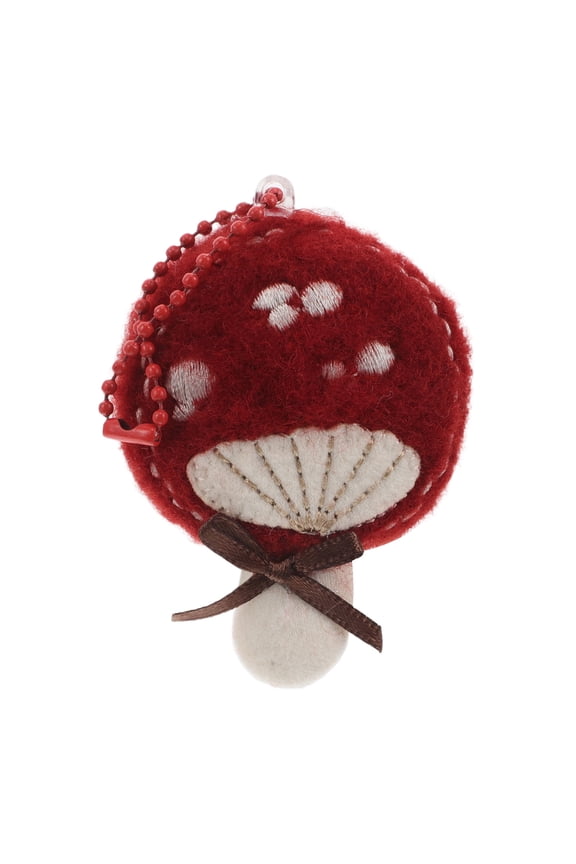 Red Mushroom Plush Keychain, Cute Handmade Charm for Car Keys, Backpack, Purse, and Bag Accessories