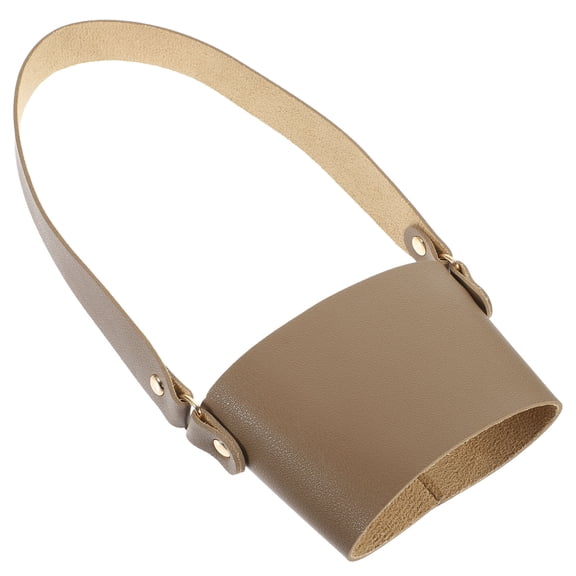 LITINKIMI Light Brown Handheld Coffee Sleeve PU Material Non-Slip Design