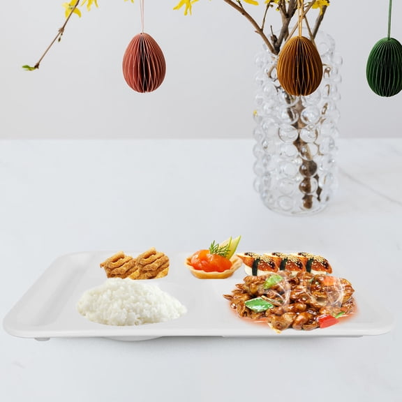 LITINKIMI Stackable White Multi-Grid Plate with Separate Sections for Portion Control and Meal Freshness