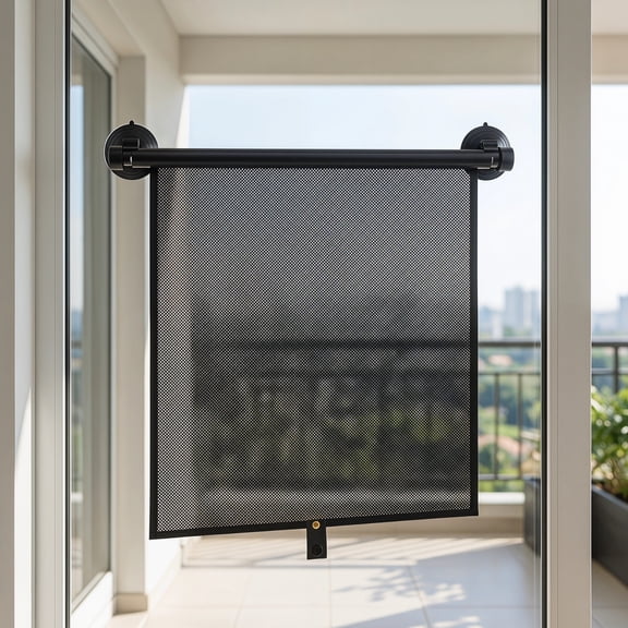 LITINKIMI Retractable Black Suction Cup Window Shade for Home Sun Protection