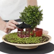 LITINKIMI Compact Brown Resin Pavilion Ornament for Fish Tank and Zen Garden