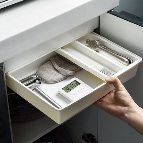 LITINKIMI Under Table Drawer White Self Adhesive Office Organizer for Pens Phone and Stationery