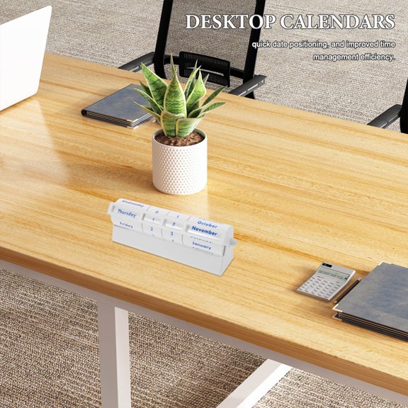 LITINKIMI Unique Rotating Desk Calendar Multi Color Manual Roller Perpetual Calendar for Workspaces