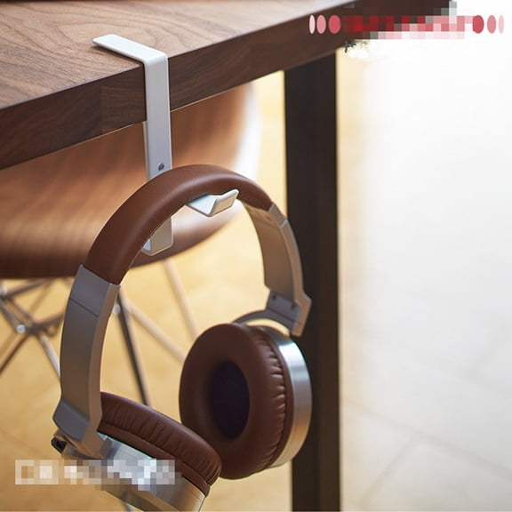 LITINKIMI White Metal Retractable Under Desk Headset Stand for Gaming Headphones
