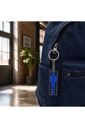 Blue Acrylic Restroom Pass Keychain Unique Design for Office