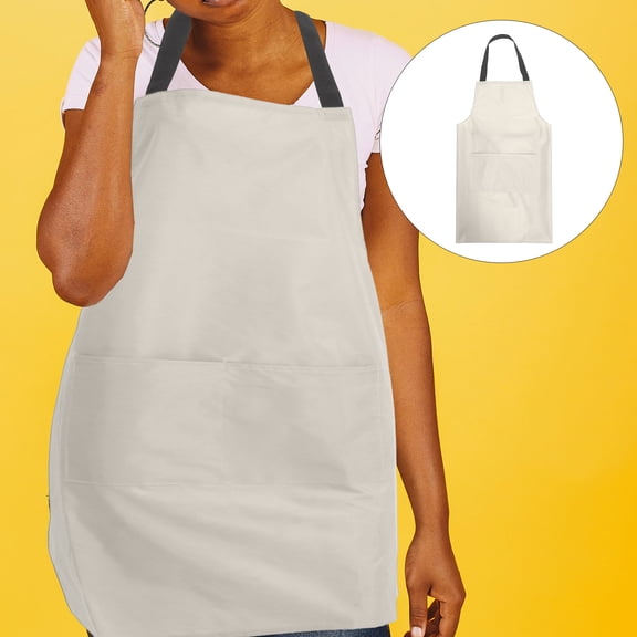 LITINKIMI Versatile Waterproof PVC Apron in Beige for Cooking Serving and Home Use with Large Coverage