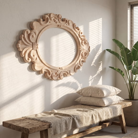 LITINKIMI Vintage Oval Picture Frame Light Yellow Wooden Baroque Design Decorative Photo Frame