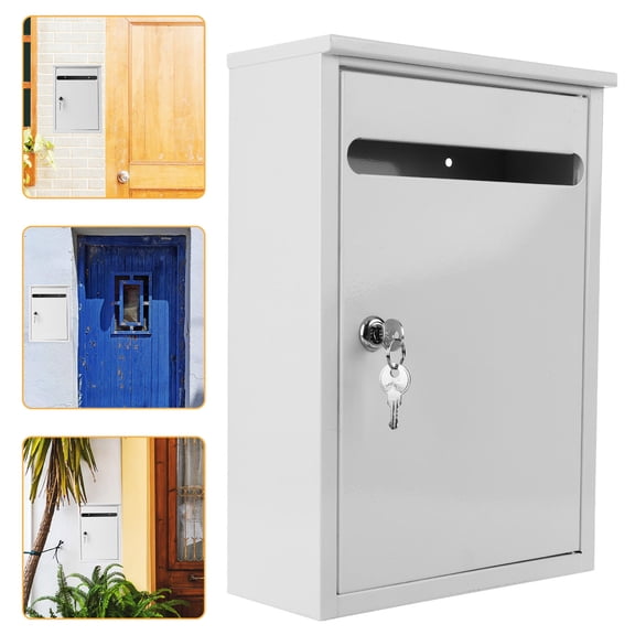 LITINKIMI Lockable White Wall Mailbox for Suggestion Collection and Donation Deposit