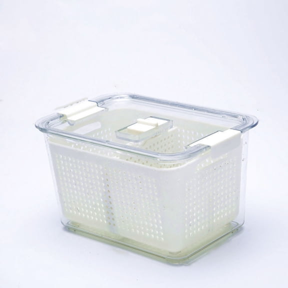 LITINKIMI White Food Storage Drain Bin for Refrigerator and Kitchen Storage with Draining Crisper