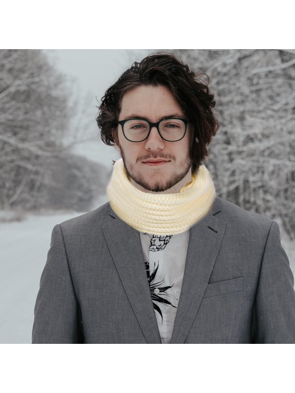Women White Woolen Thick Neck Warmer Neckerchief 1 Set