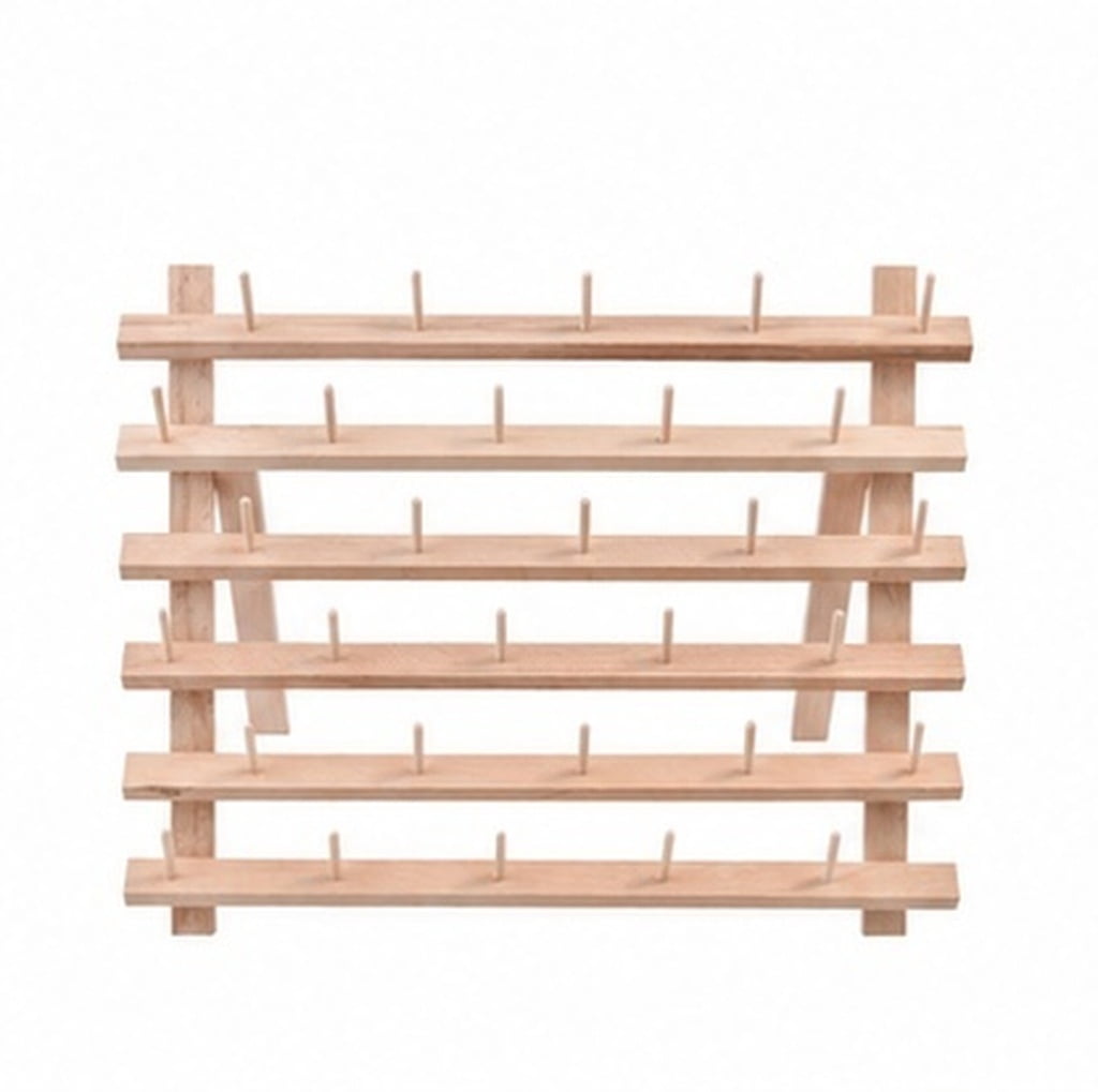 LITINKIMI Wood Spool Rack Beechwood Thread Organizer Foldable Peg Rack ...