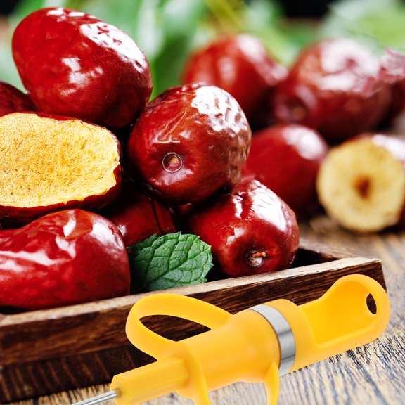 LITINKIMI Yellow Stainless Steel Olive Stuffer Tool for Kitchen Use Fruit Core Remover