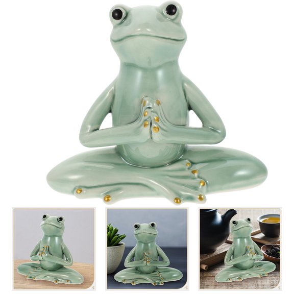 LITINKIMI Yoga Frog Shape Ceramic Tea Pet for Office and Home Decorative Display