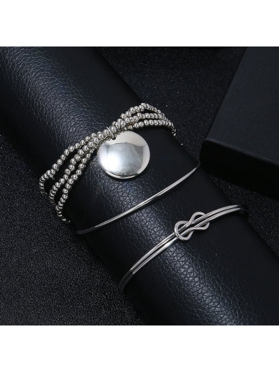 bead bracelet set Alloy Geometric Multi-Layer Bow Jewelry 3-Piece