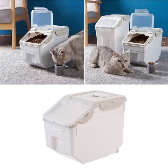 LITINKIMI pet food bucket Pet Food Container PP Beige 1Pack for Traveling