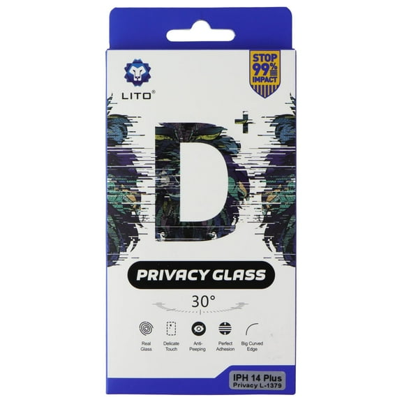 LITO D+ Privacy Glass Screen Protector for iPhone 14 Plus - Privacy (2 Pack)