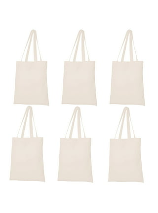 Promotional Priced Canvas Tote Bag W/Color Handles Art Craft Blank Tote  (Set of 6)