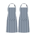 thumbnail image 1 of LITO Linen and Towel Aprons for Men Women with Large Pockets, Unisex Cooking Kitchen Aprons, Adjustable Neck Straps with 28" string Pack of 2 (Blue Stripes), 1 of 4