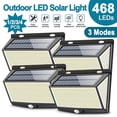 thumbnail image 1 of LITOM 468LED Outdoor Solar Light IP65 Waterproof PIR Motion Sensor Light 270° Wide Angle Three Light Modes Solar Light, 2 PCS, 1 of 13