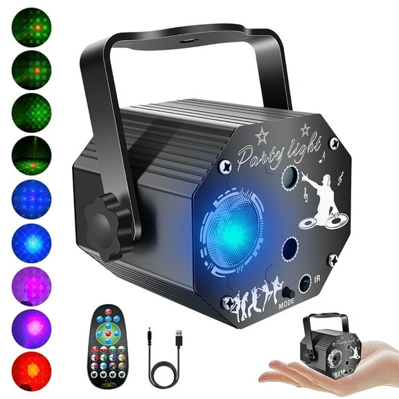 LITOM Disco DJ Strobe Party Light - 72 Patterns, 3 Modes, Remote & Timer, Sound-Controlled HD Projection for Birthday, Christmas & Family Gatherings