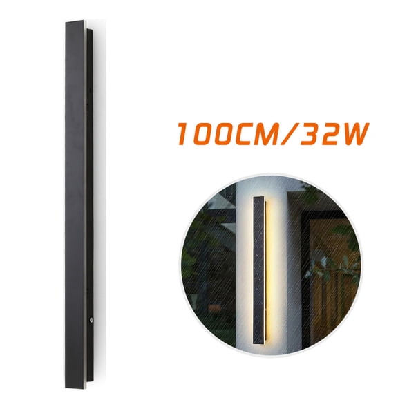 LITOM Outdoor IP65 Waterproof LED Wall Lamp - Frosted Acrylic, 60/80/100cm & 20/24/32W Optional, 3000K/6500K, 360° Lighting for Garden/Villa/Outdoor