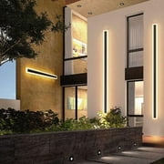LITOM Outdoor Waterproof Strip Wall Light, Long Strip Wall Lights Sconce Exterior Modern Waterproof Outdoor Indoor LED Lamp, Black Shell