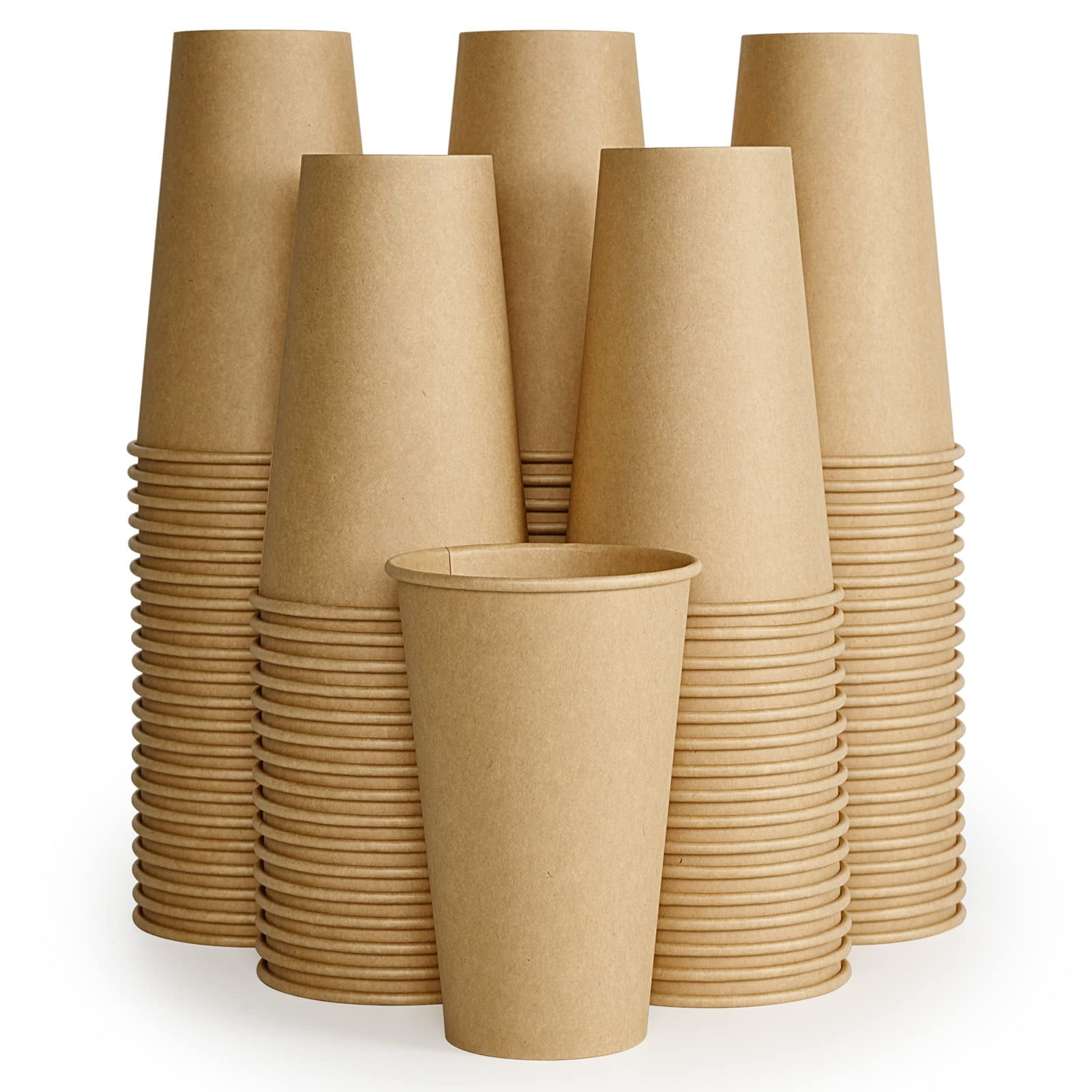 LITOPAK 100 Pack 16 oz Kraft Paper Cups, Disposable Coffee Cups