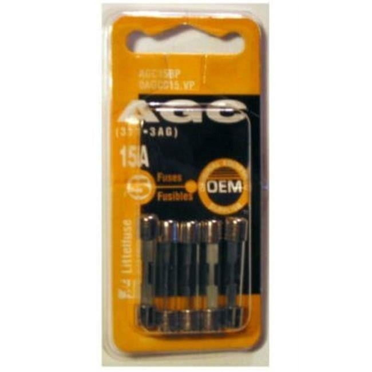 LITTELFUSE AGC15BP 15 Amp AGC Series 3AG Glass Cartridge Fuse