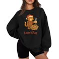 thumbnail image 1 of LITTER'S FULL Women's Casual Fashion Solid Color Round Neck Raglan Long Sleeve Sweatshirt Top with Fun Print for Daily Use,Black,L, 1 of 5