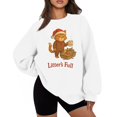 thumbnail image 1 of LITTER'S FULL Women's Casual Fashion Solid Color Round Neck Raglan Long Sleeve Sweatshirt Top with Fun Print for Daily Use,White,XL, 1 of 5
