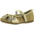 thumbnail image 1 of LITTLE ANGEL Girls TESHI-729D Toddler Girl's Glittering Middle Strap Studded Dress Flats, Gold, 3, 1 of 3