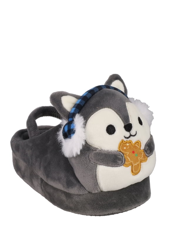 Little & Big Kids Squishmallows Ryan the Husky Gray slipper