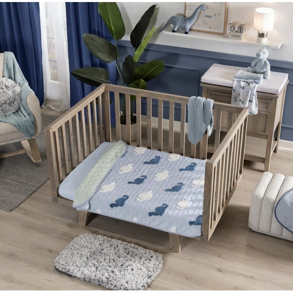 LITTLE DINOSAURS BABY BOYS SOFT AND FLUFFY TEXTURE CRIB BEDDING SET 3 PCS MADE IN MEXICO