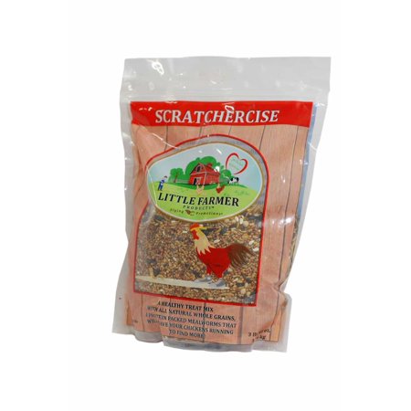LITTLE FARMER PRODUCTS SCRATCHERCISE Premium Chicken Poultry Free-Range Scratch Treat Mix | Wheat, Milo, Peas, Sunflower, Safflower, Flax, Mealworms (3 lbs)